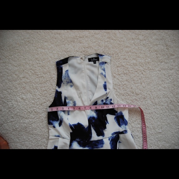 Lulus Seeing Chic Blue Ivory Print Slater Dress M - Picture 5 of 7